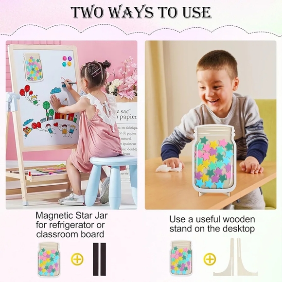 Stars Magnetic Jar,Reward Kids Star Jars, Magnetic Reward Star Jar for Classroom - Picture 4 of 7
